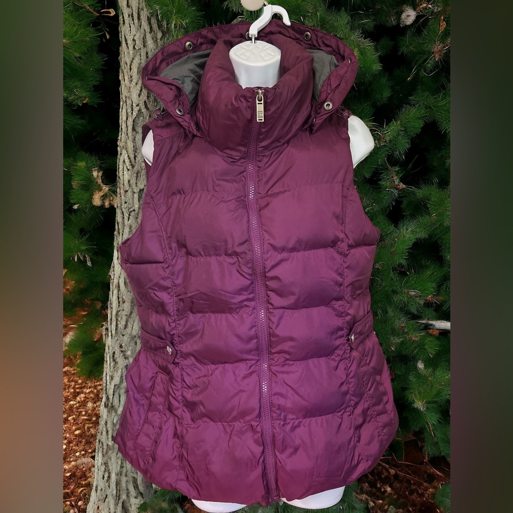 Denver Hayes Purple Burgundy Hooded Puffer Vest Quilted Size Large